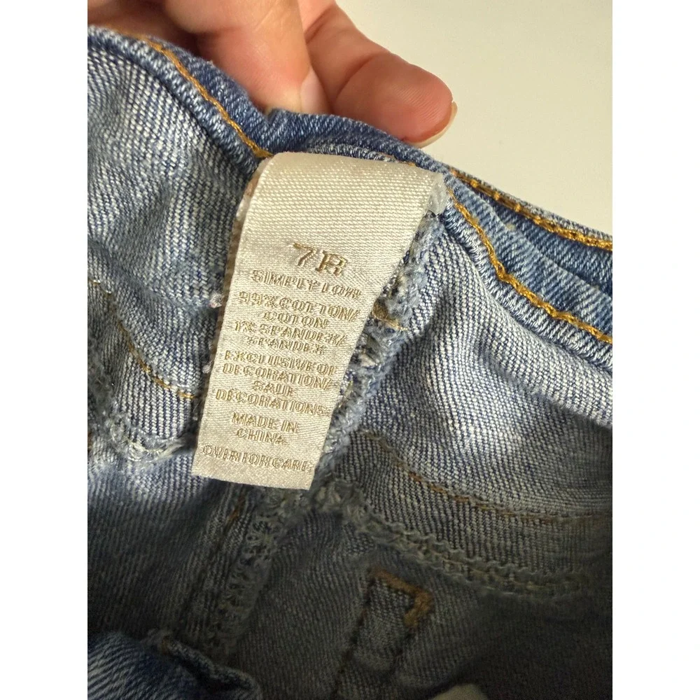 Justice Girls Light Wash Denim Shorts Rolled Cuff Size 7R Shortie‎